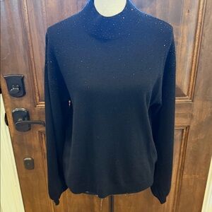 Chico’s Black Label Black Turtleneck Sweater with Subtle Sparkle
